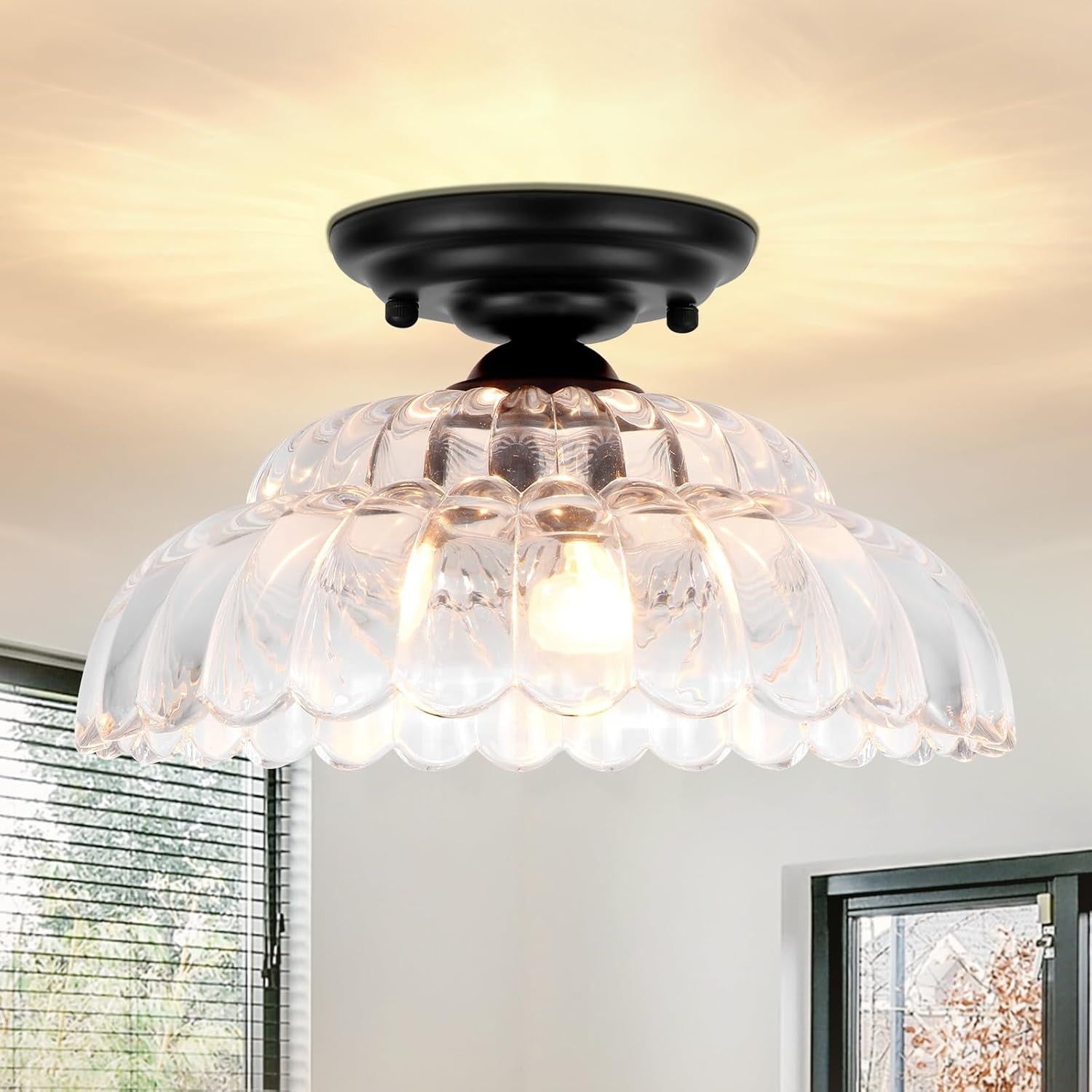 Fyxar Clear Glass Scalloped Flush Mount Light