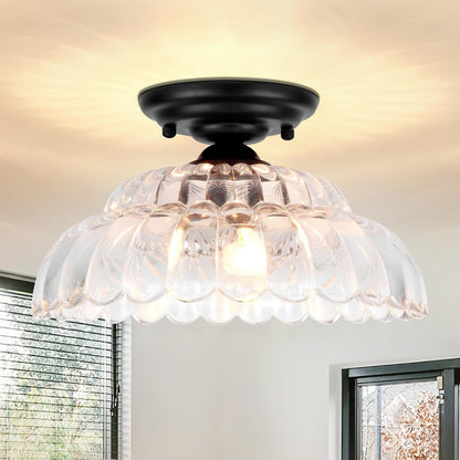 Fyxar Clear Glass Scalloped Flush Mount Light