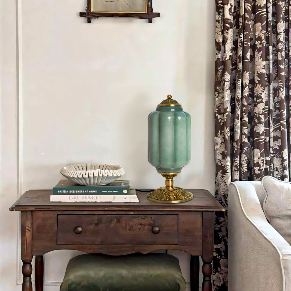 Nexos French Retro Cream Glass Textured Eloise Table Lamp