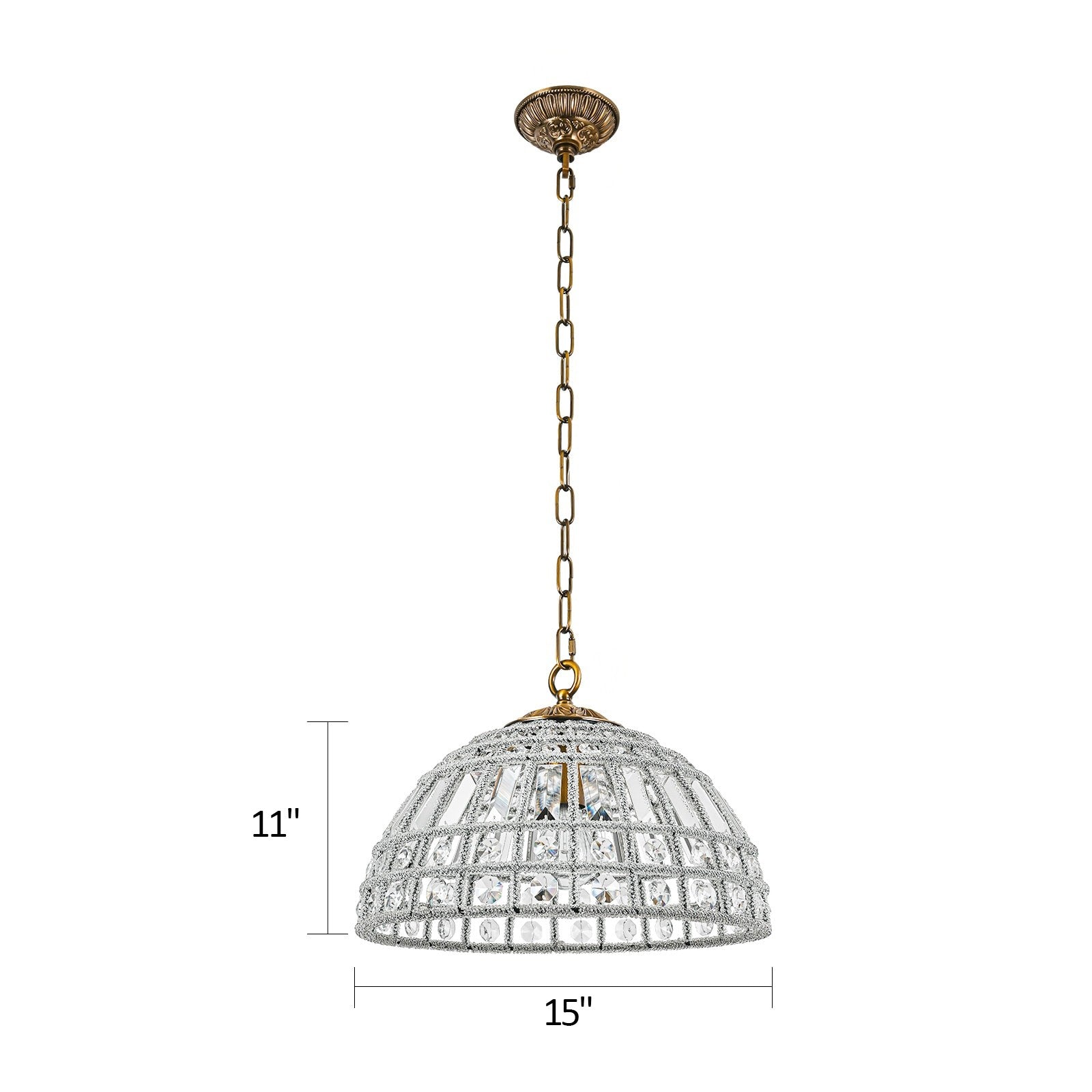 Zeldan Modern French Antique Bronze Dome Crystal Chandelier