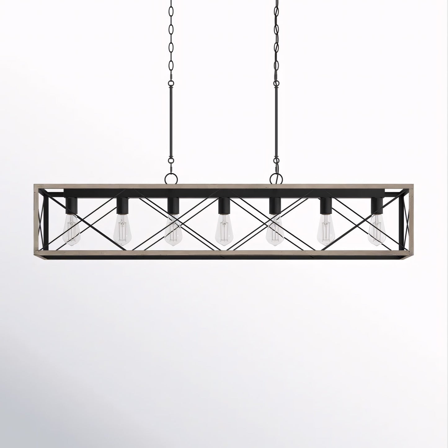Wrylor Farmhouse 7 Light Steel Rectangle Chandelier