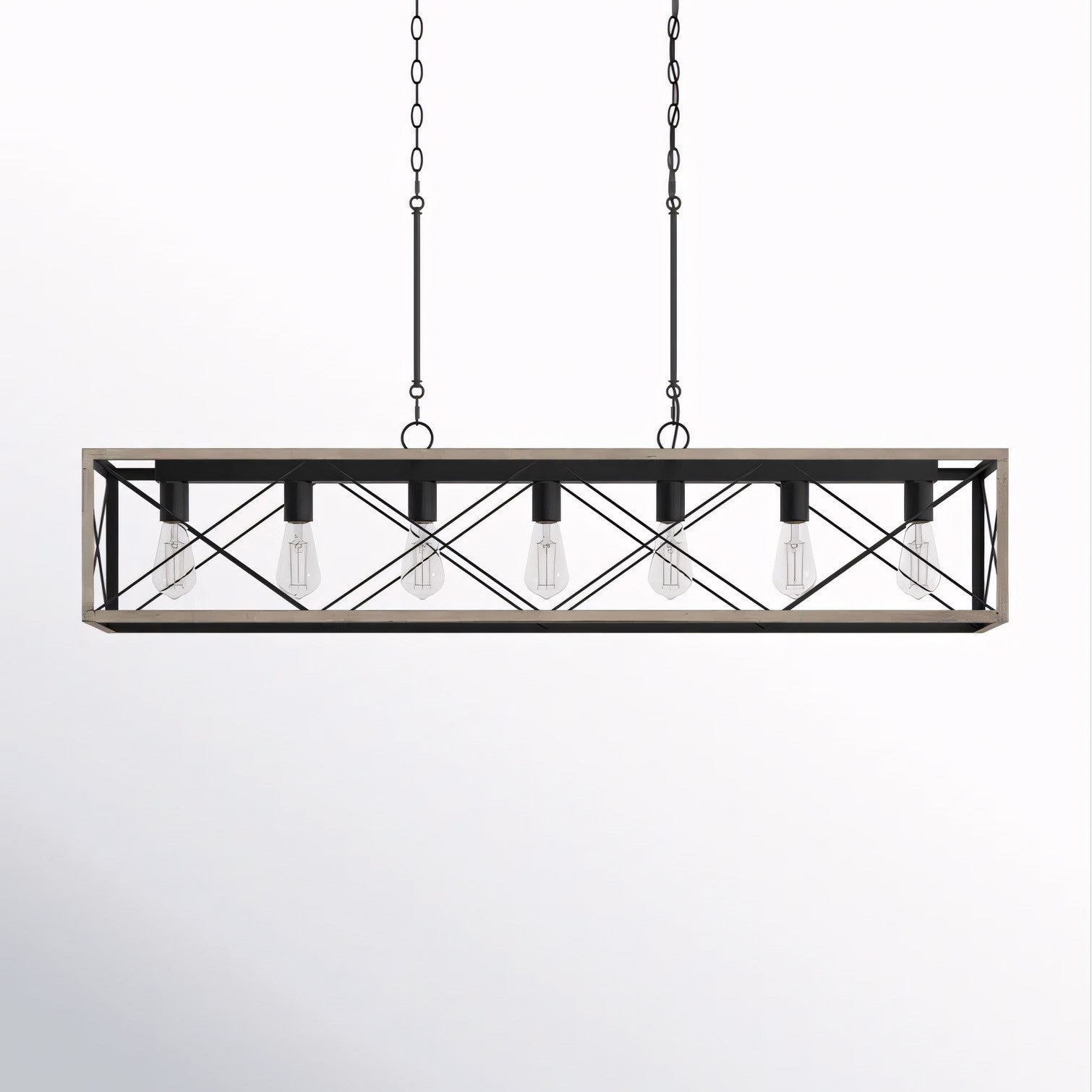 Wrylor Farmhouse 7 Light Steel Rectangle Chandelier