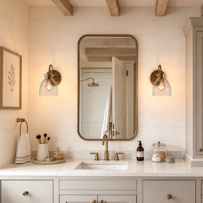 Brant Modern Hammered Glass Dome Vanity Wall Light