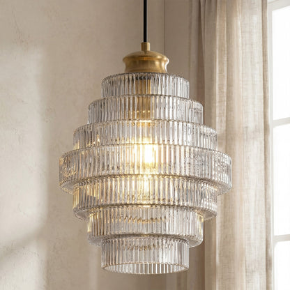 Kaelyn Bottle Shade Stained Striped Glass Pendant Light