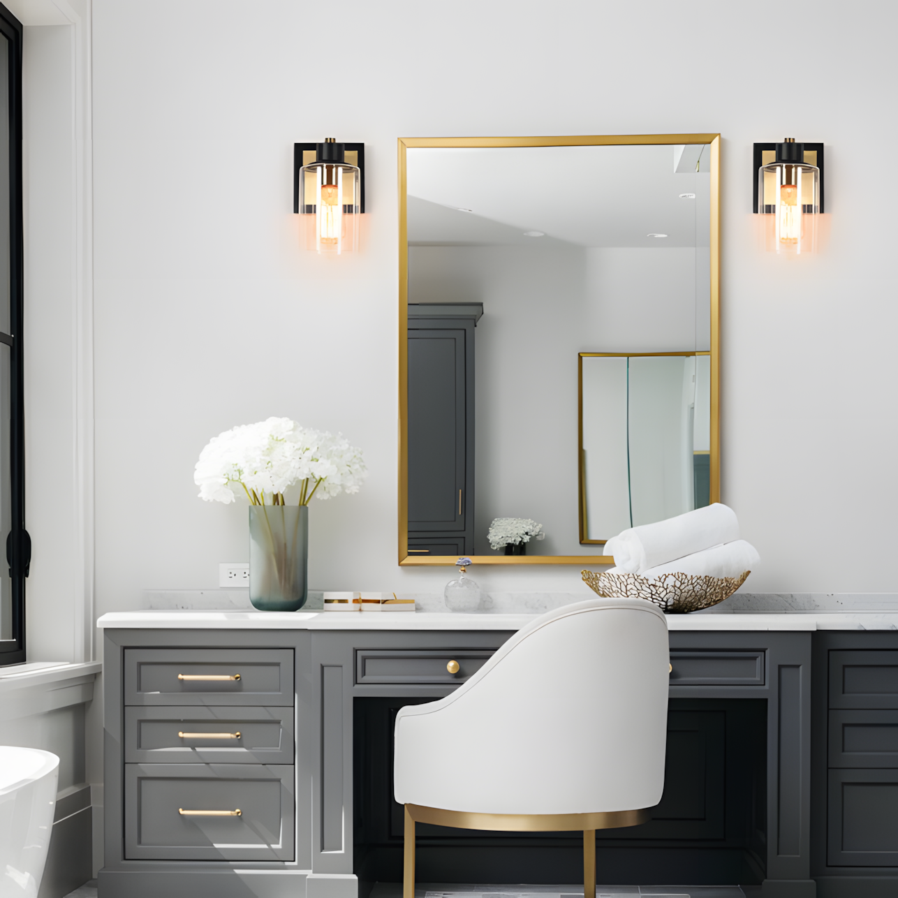 Dyril Modern Matte Black Cylinder Glass Sconce
