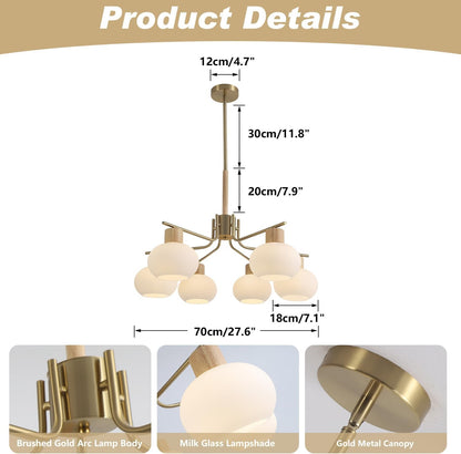 Jesper Gold Modern Frosted Glass Chandelier
