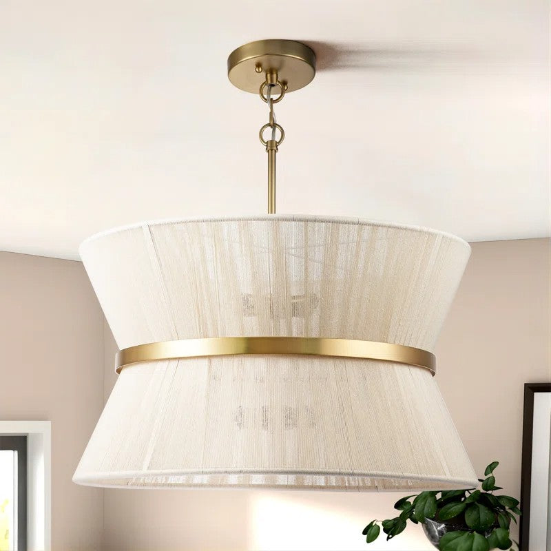 Emily Modern 4 Light Rope Shade Drum Chandelier