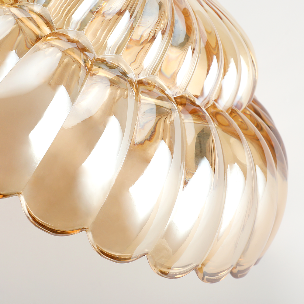 Raveena Vintage Amber Glass Semi Flush Mount Floral Ceiling Light