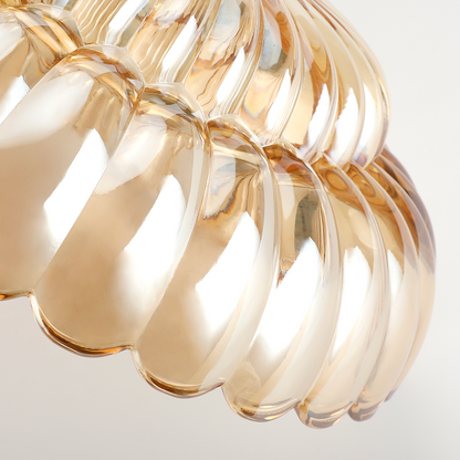 Raveena Vintage Amber Glass Semi Flush Mount Floral Ceiling Light
