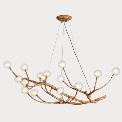 Damian Rustic Tree Branch Chandelier with Bubble Glass Lamp Shades