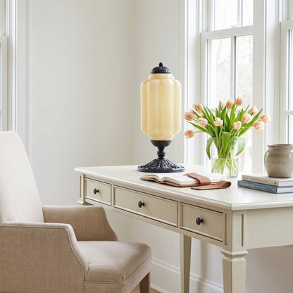 Nexos French Retro Cream Glass Textured Eloise Table Lamp