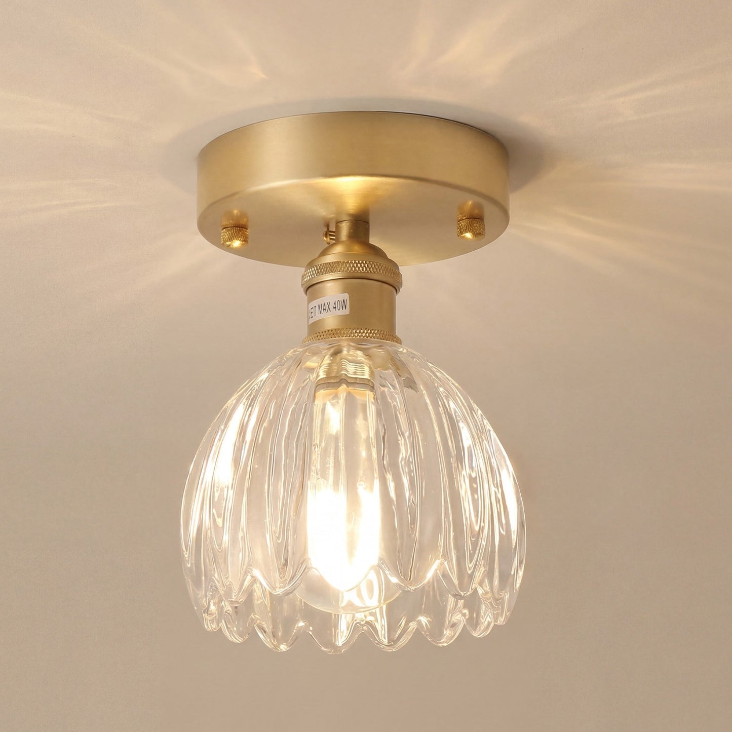 Ozir Stained Glass Flush Mount Tulip Light