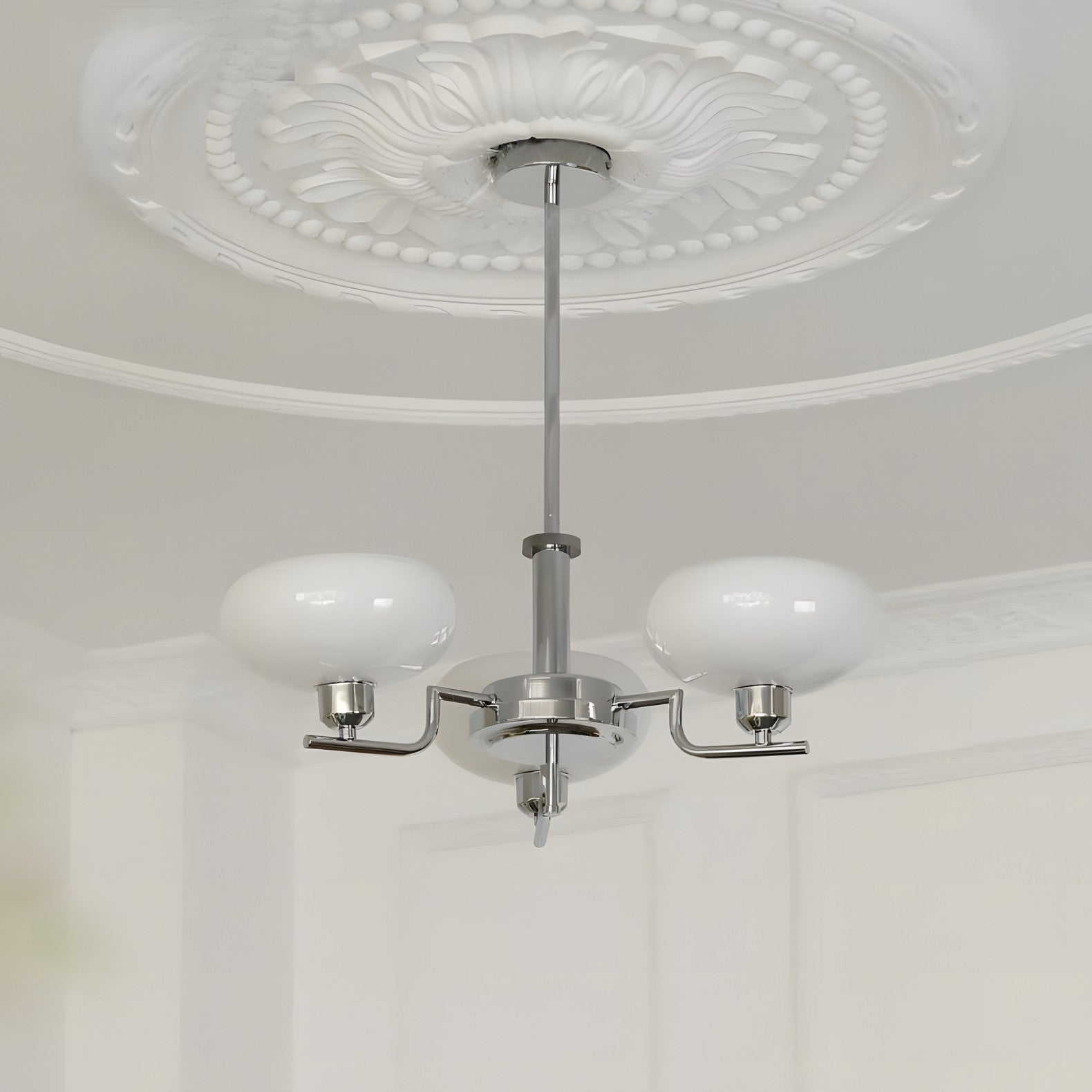 Shadella Modern Cream Glass Bauhaus Chandelier