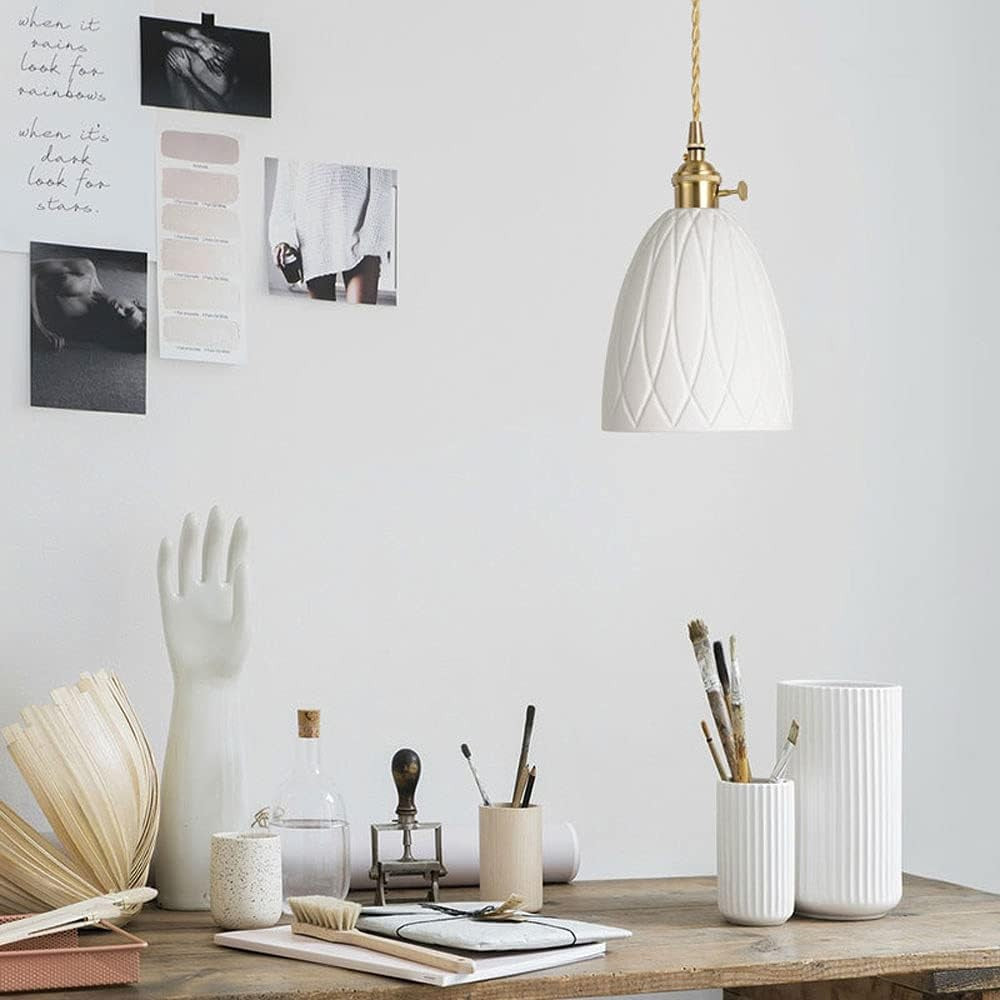 Carlo KiKi Fluted Ceramic Brass Pendant Light