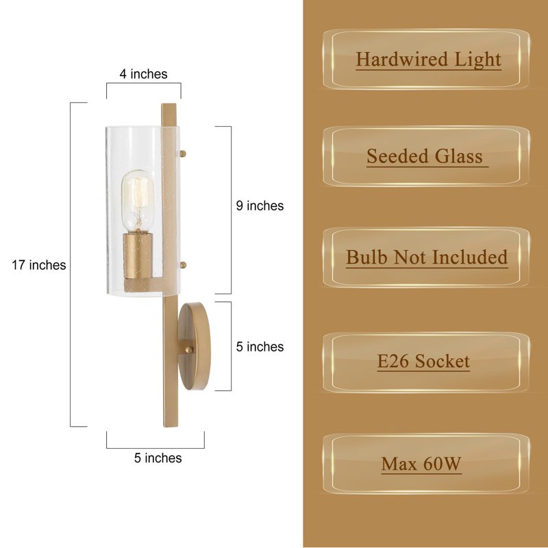 Aldorix Bronze Seedy Glass Cylinder Wall Sconce