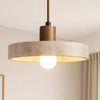 Harlow Wabi-Sabi Travertine & Wood Circular Pendant Light