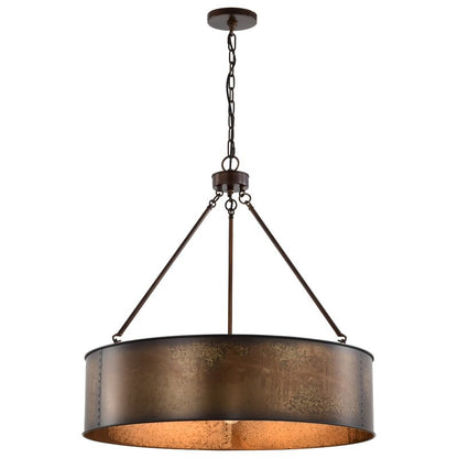 Ezra Vintage Bronze Industrial Pendant Light with Drum Shade