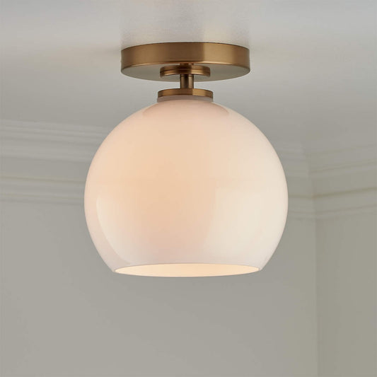 Pawson Minimalist Round Glass Brass Flush Mount Ceiling Light