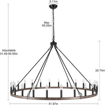 Raeth Farmhouse 24 Lights Wagon Wheel Candle Style Chandelier