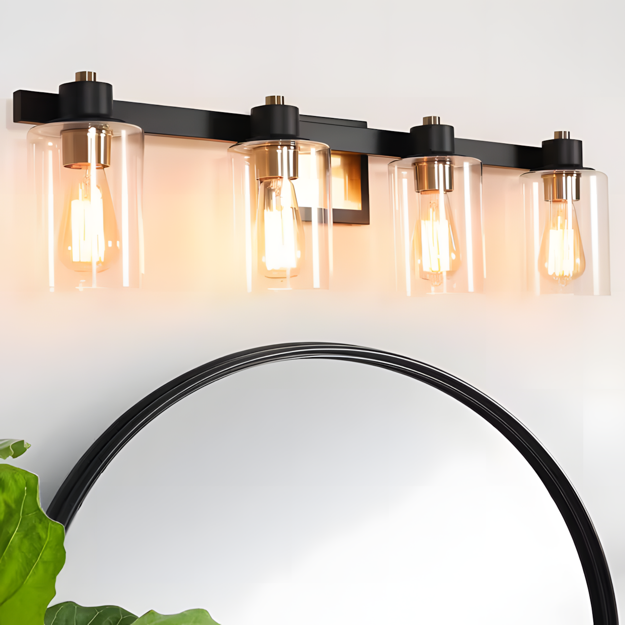 Dyril Modern Matte Black Cylinder Glass Sconce