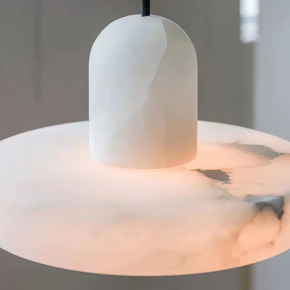 Vyndorix Farmhouse Hat Shaped Alabaster Pendant Light