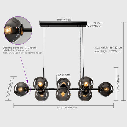 Malley Modern 8-Light Black Globe Glass Chandelier