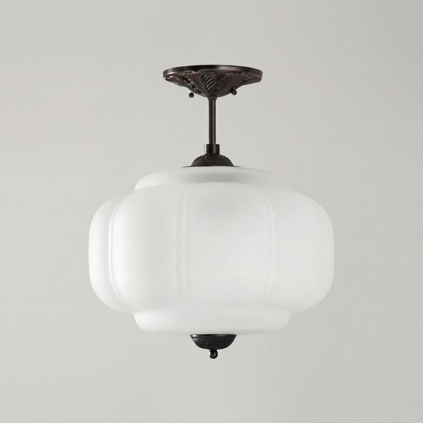 Vortan Antique Brass Green Glass Semi-Flush Mount Eloise Pendant Lamp