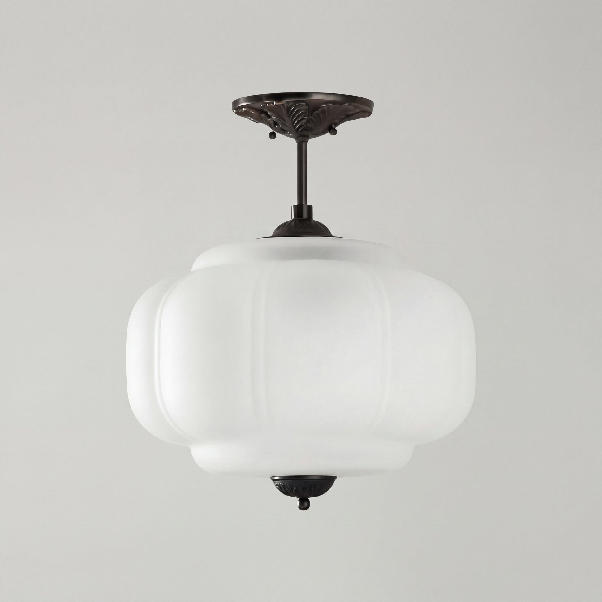 Vortan Antique Brass Green Glass Semi-Flush Mount Eloise Pendant Lamp