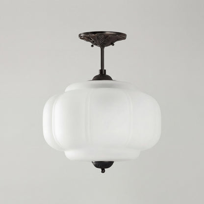 Vortan Antique Brass Green Glass Semi-Flush Mount Eloise Pendant Lamp