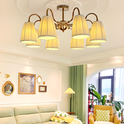 Cadmus Gold Textile Lamp Shade Semi Flush Mount Lighting