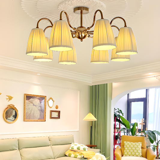 Cadmus Gold Textile Lamp Shade Semi Flush Mount Lighting