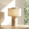 Ilona Modern Travertine Fabric Shade Table Lamp