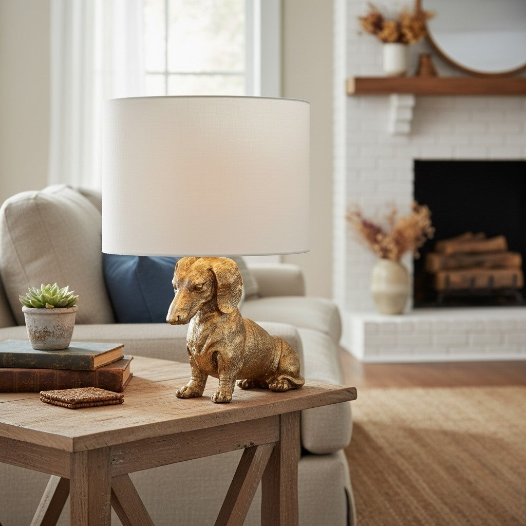 Aurea Unique Animal Table Lamp - Dog Sculptural Accent Lighting for Bedroom & Living Room