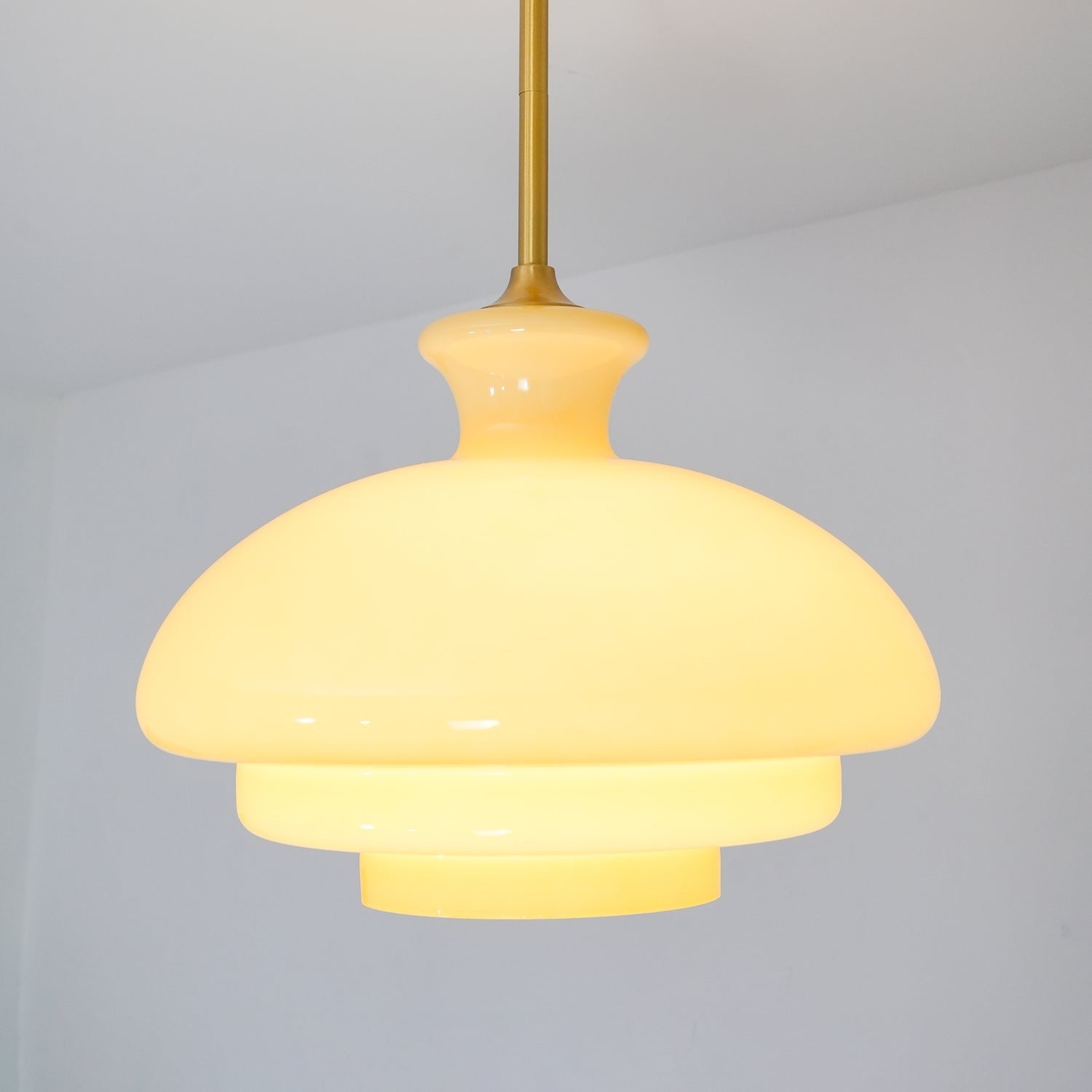 Derwent Bauhaus Cream Yellow Glass Pendant Light