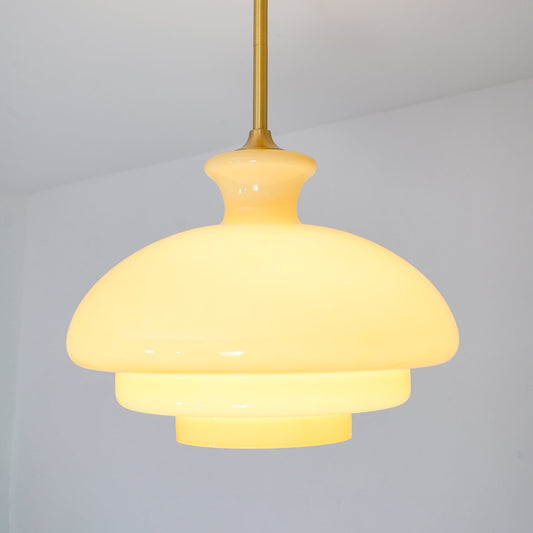 Derwent Bauhaus Cream Yellow Glass Pendant Light
