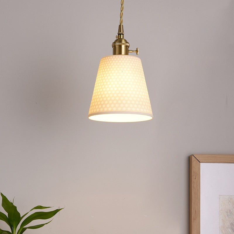 Carlo KiKi Fluted Ceramic Brass Pendant Light