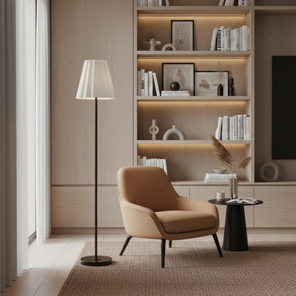 Eadweard Modern Cone White Linen Floor Lamp