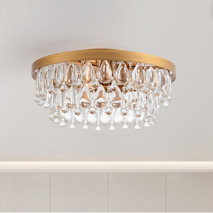 Thalassa Glass Teardrops Crystal Flush Mount Light