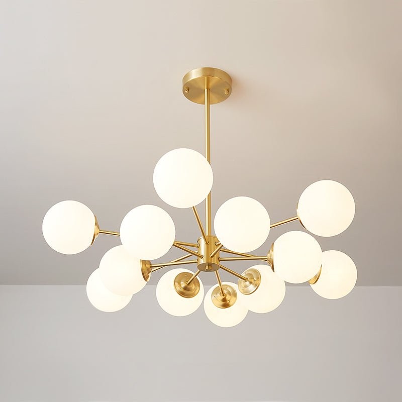 Thalassia Two-Tier Brass Opal Globe Chandelier