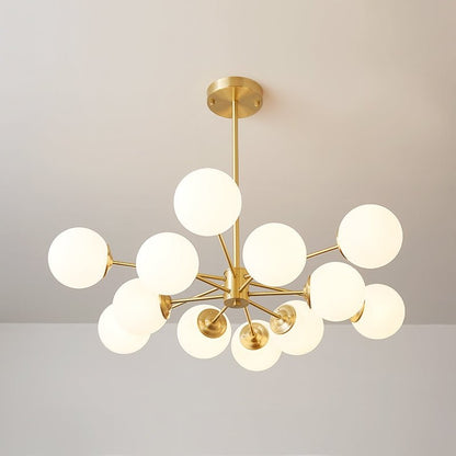 Thalassia Two-Tier Brass Opal Globe Chandelier