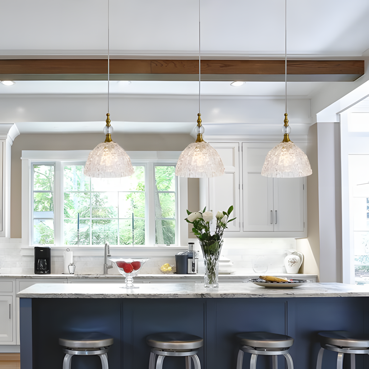 Jorvald Vintage Crystal Dome Brass Pendant Light
