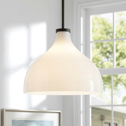 Rylan Rustic Metal Milk Glass Pendant Light