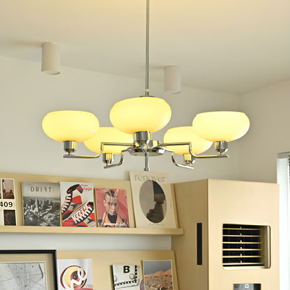 Shadella Modern Cream Glass Bauhaus Chandelier