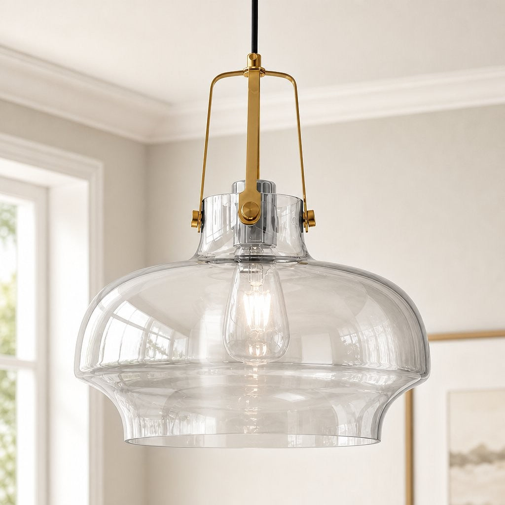 Mynorix Transparent Bowl Shaped Glass Pendant Light