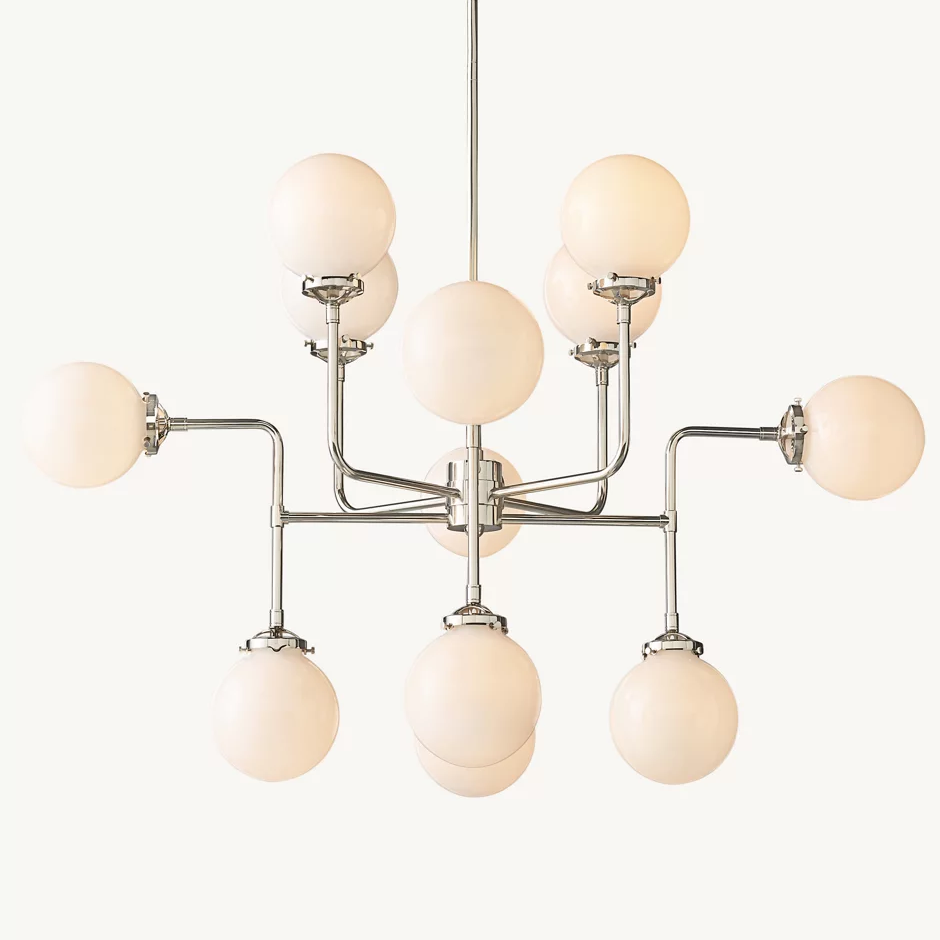 Ava Creative 12 Lights Globe Milk Glass Linear Chandelier
