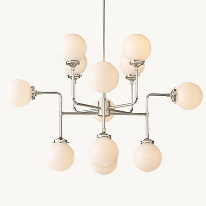 Ava Creative 12 Lights Globe Milk Glass Linear Chandelier
