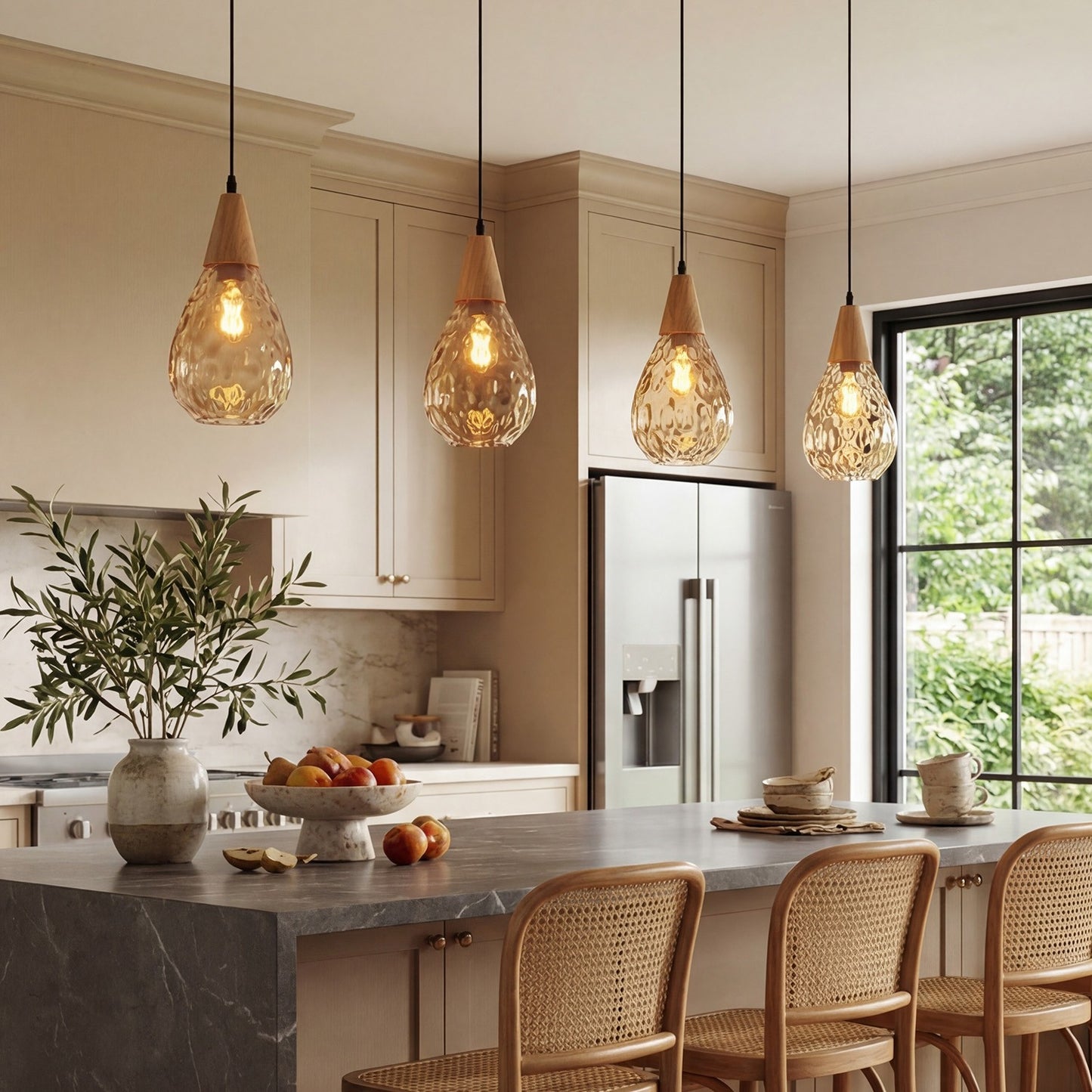 Uranix Cone Shape Water Ripple Glass Pendant Light
