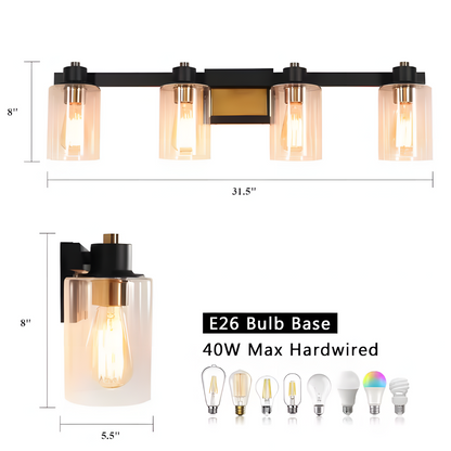 Dyril Modern Matte Black Cylinder Glass Sconce