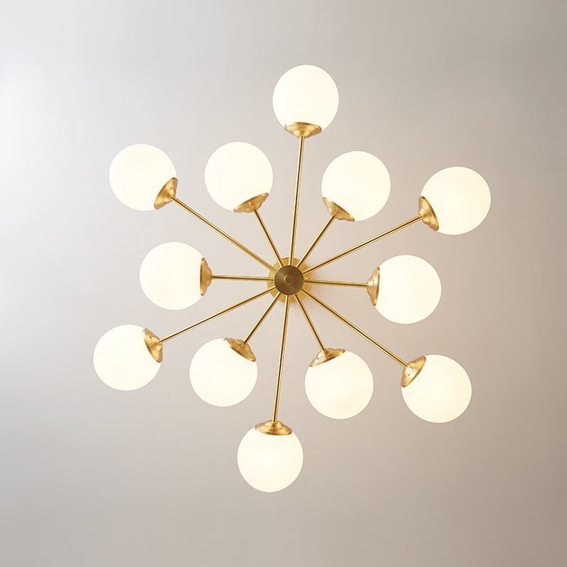 Thalassia Two-Tier Brass Opal Globe Chandelier