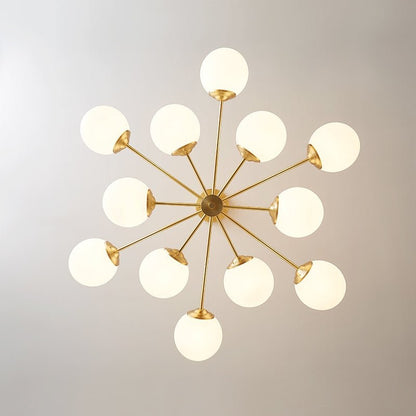 Thalassia Two-Tier Brass Opal Globe Chandelier